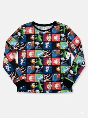 🔸️NWT Disney Nightmare Before Christmas Collage Mesh Long Sleeve Top Small